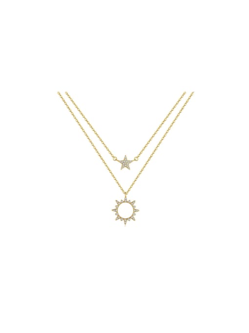 Arya 925 Sterling Silver With 18k Gold Plated Delicate Star Multi Strand Necklaces