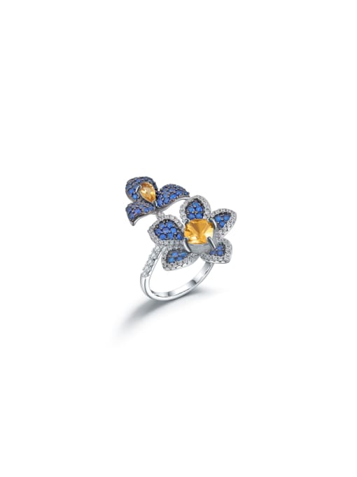 Tina 925 Sterling Silver With White Gold Plated Delicate Flower Rings