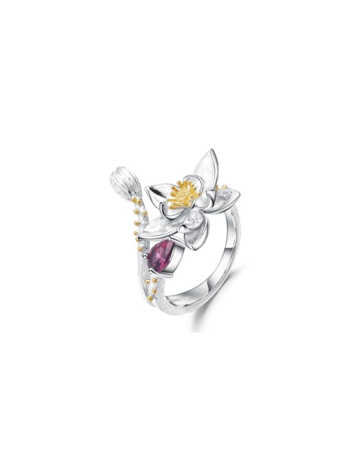 Tina 925 Sterling Silver With 18k Gold Plated Personalized Flower Statement Rings