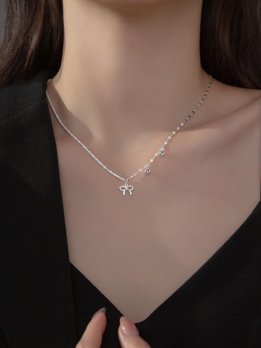 Chris 925 Sterling Silver With Delicate Bowknot Birthday Necklaces