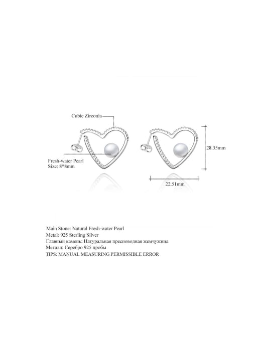 Tina 925 Sterling Silver With White Gold Plated Delicate Heart Earrings