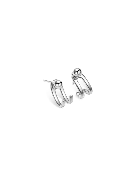 Chris 925 Sterling Silver With Geometric After hang Stud Earrings