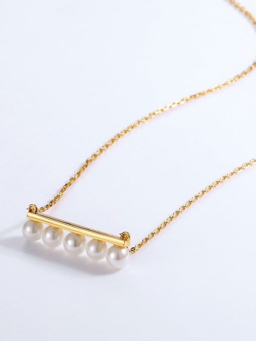 One Next 925 Silver With Gold Plated Synthetic pearl Necklaces