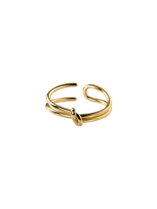 Chris 925 Sterling Silver With 18k Gold Plated Simplistic Geometric Band Rings