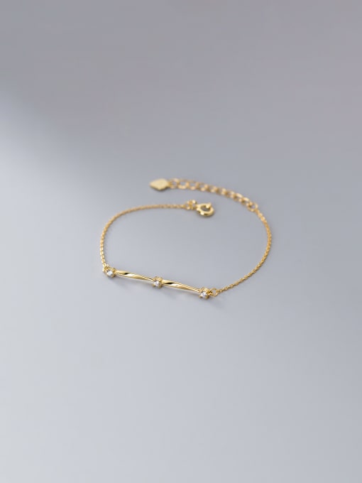 Chris 925 Sterling Silver With 18k Gold Plated Delicate Geometric Bracelets