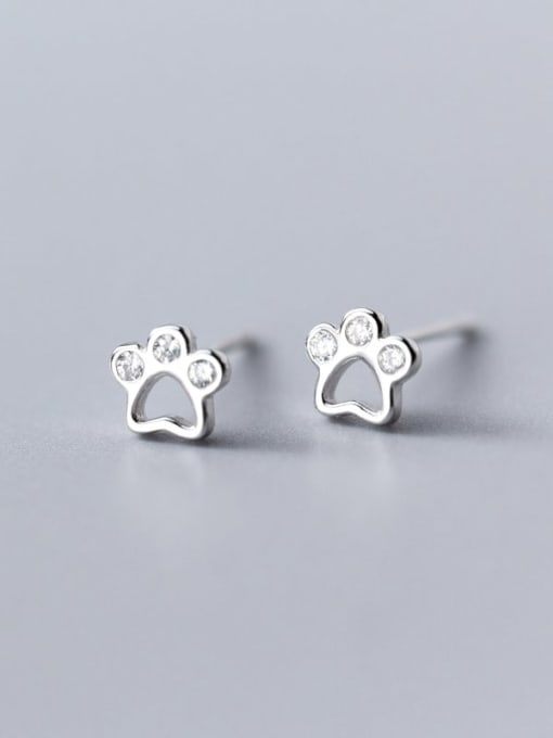 Chris 925 Sterling Silver With Rose Gold Plated Delicate Dog's paw Stud Earrings