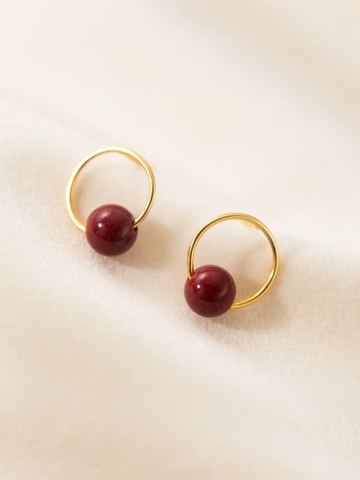 Chris 925 Sterling Silver With 18k Gold Plated Vintage Round Stud Earrings