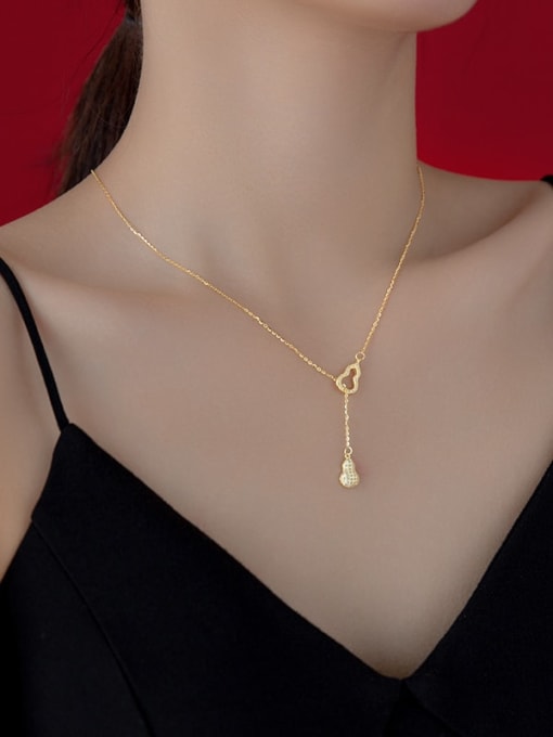 Chris 925 Sterling Silver With 18k Gold Plated Delicate Gourd Necklaces