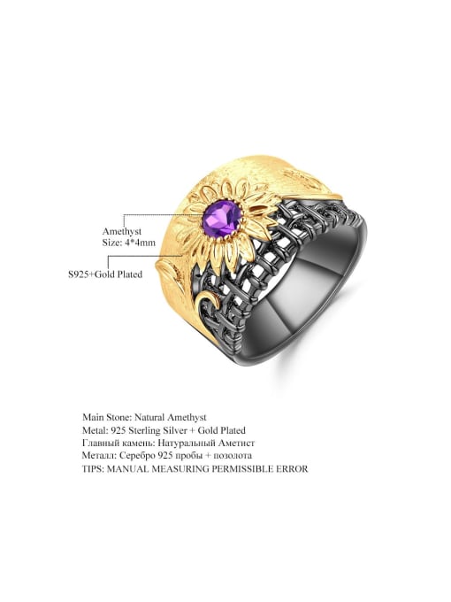 Tina 925 Sterling Silver With 18k Gold Plated Personalized Flower Statement Rings