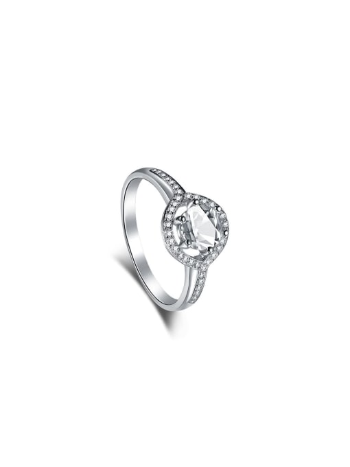 Arya 925 Sterling Silver With White Gold Plated Delicate Geometric Engagement Rings