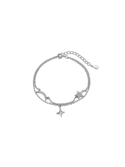 Arya 925 Sterling Silver With White Gold Plated Delicate Star Bracelets