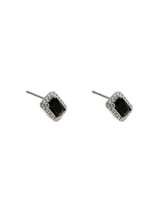 Chris 925 Sterling Silver With White Gold Plated Delicate Square Stud Earrings