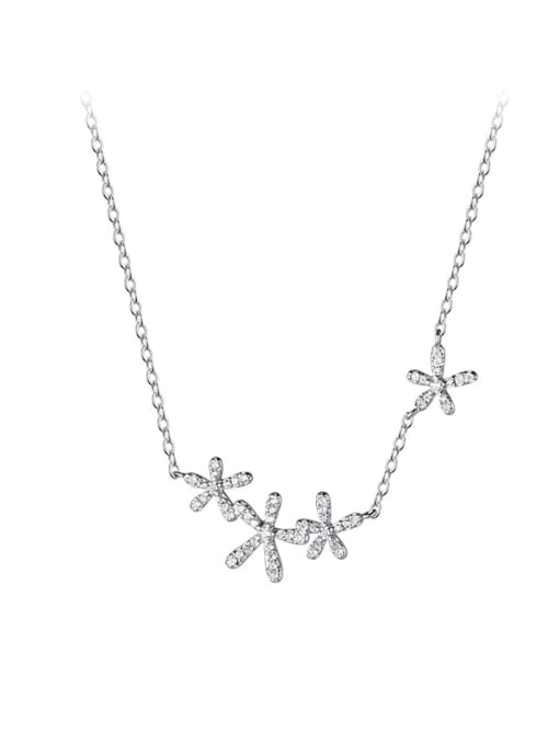 Chris 925 Sterling Silver With White Gold Plated Delicate Flower Necklaces