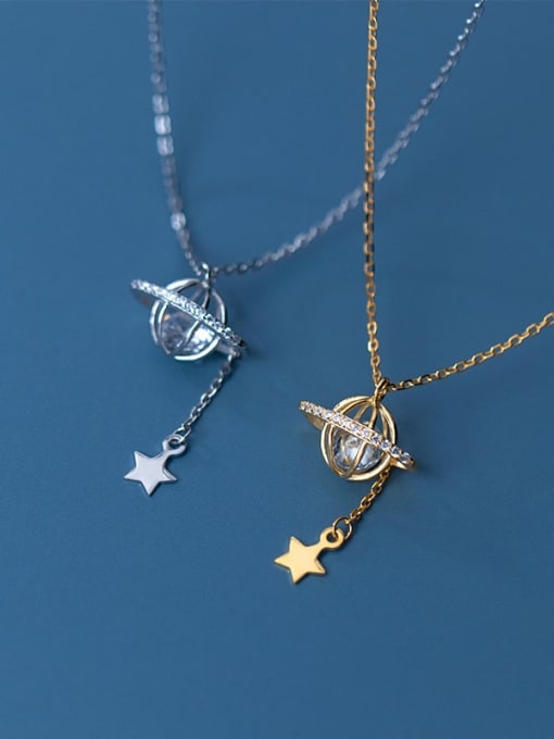 Chris 925 Sterling Silver With 18k Gold Plated Delicate Star Necklaces