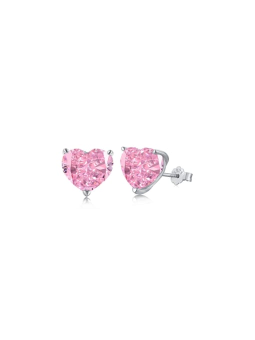 Arya 925 Sterling Silver With White Gold Plated Delicate Heart Stud Earrings