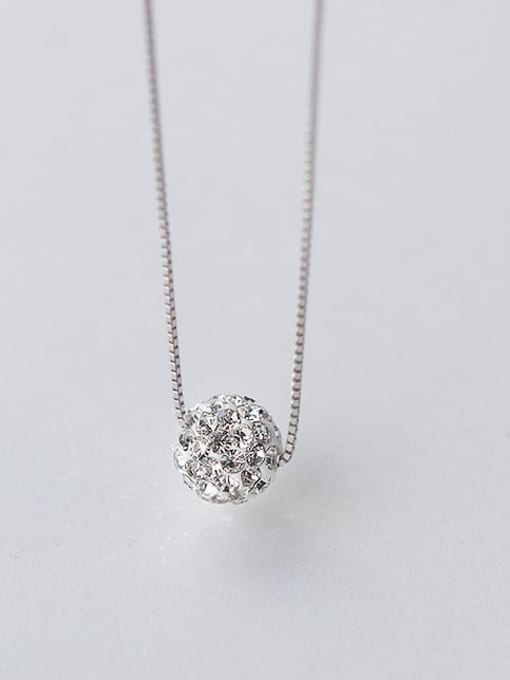 Chris 925 Sterling Silver With Cubic Zirconia Delicate Ball Birthday Necklaces