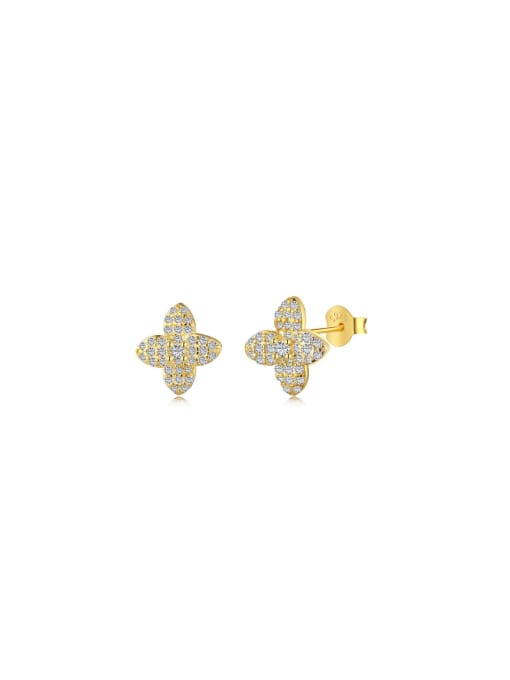 Arya 925 Sterling Silver With 18k Gold Plated Delicate Flower Stud Earrings