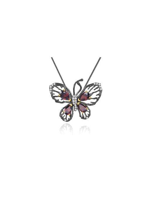 Tina 925 Sterling Silver With Black Gun Plated Vintage Butterfly Necklaces