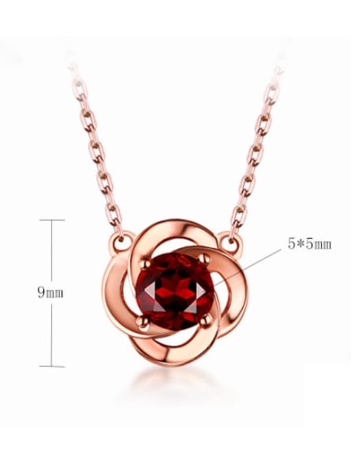 One Next 925 Sterling Silver With 5mm round natural Garnet Delicate Necklaces