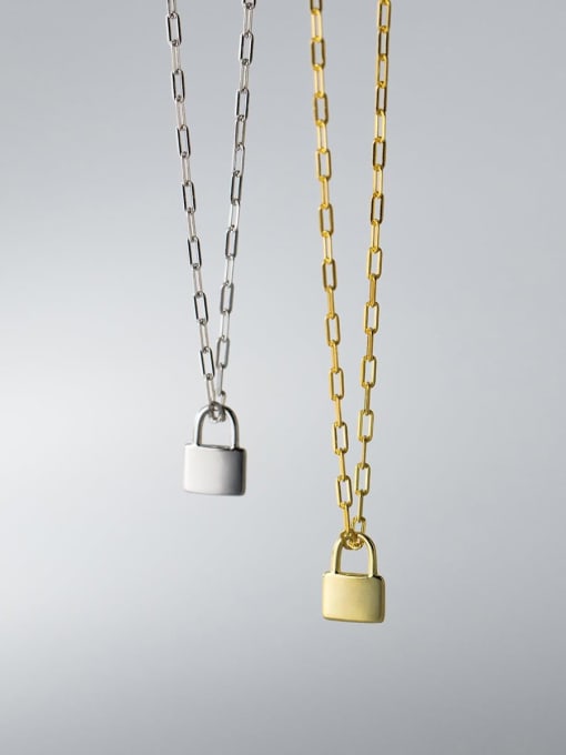 Chris 925 Sterling Silver With 18k Gold Plated Simplistic Locket Necklaces