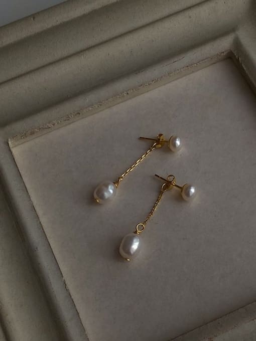 Chris 925 Sterling Silver With 18k Gold Plated Delicate Water Drop Earrings