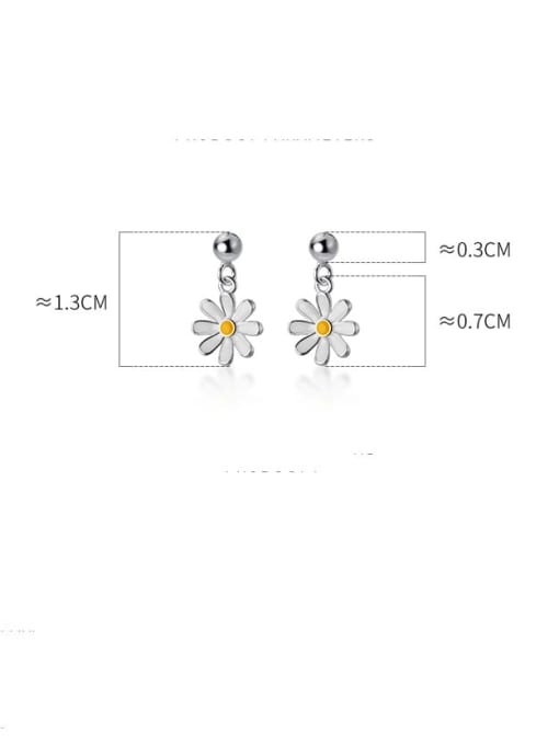 Chris 925 Sterling Silver With Enamel Flower Stud Earrings