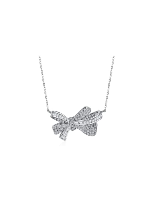 Arya 925 Sterling Silver With White Gold Plated Delicate Bowknot Necklaces