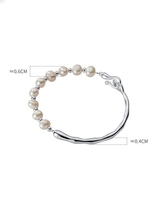 Chris 925 Sterling Silver With Artificial Pearl Bangles