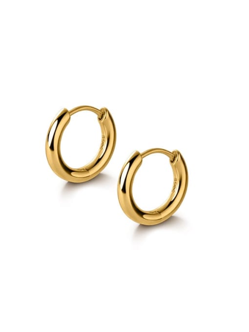 Chris 925 Sterling Silver With 18k Gold Plated Simplistic Round Earrings