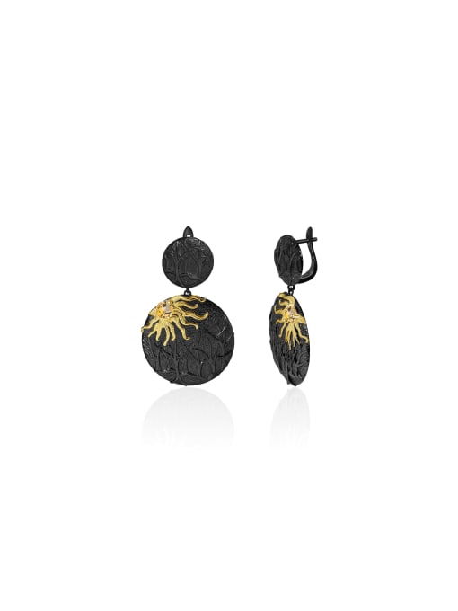 Tina 925 Sterling Silver With 18k Gold Plated Personalized Round Drop Earrings