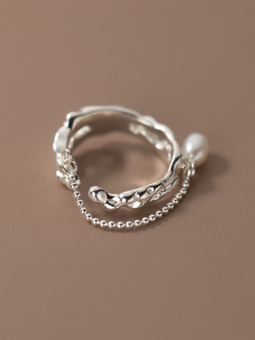 Chris 925 Sterling Silver With  Freshwater Pearl Stacking Rings