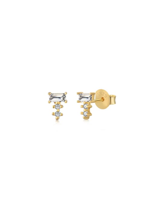 Arya 925 Sterling Silver With 18k Gold Plated Delicate Geometric Stud Earrings