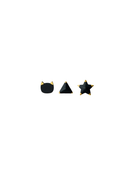 Chris 925 Sterling Silver With 18k Gold Plated Simplistic Star Stud Earrings