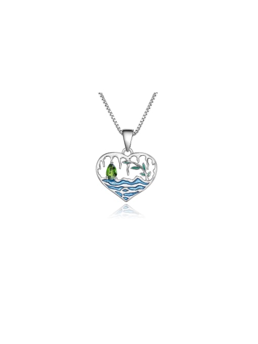 Tina 925 Sterling Silver With White Gold Plated Delicate Heart Necklaces