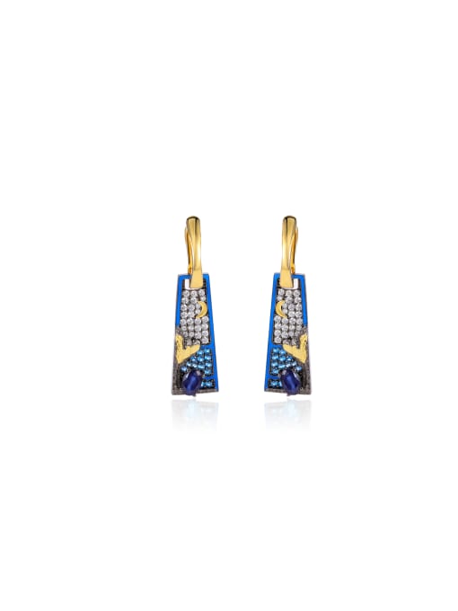 Tina 925 Sterling Silver With 18k Gold Plated Personalized Geometric Earrings