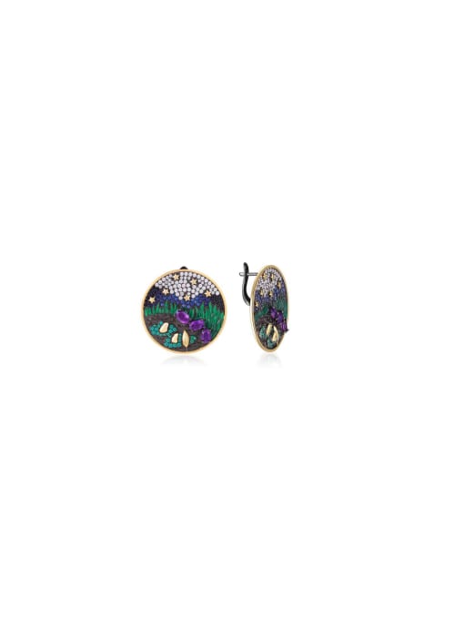 Tina 925 Sterling Silver With 18k Gold Plated Round  Stud Earrings