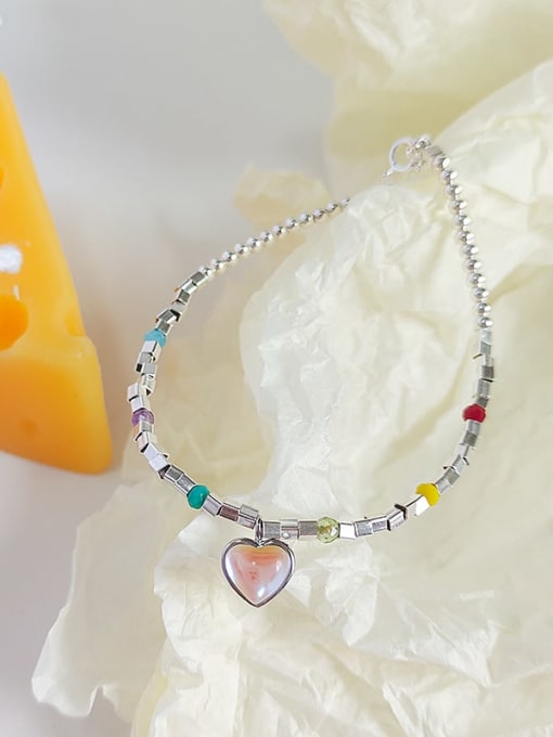 Chris 925 Sterling Silver With Shell Heart  Bracelets