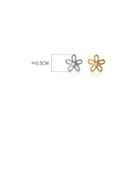 Chris 925 Sterling Silver With 18k Gold Plated Delicate Flower Stud Earrings