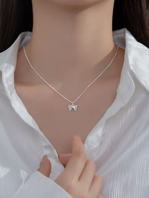 Chris 925 Sterling Silver With 18k Gold Plated Delicate Bowknot Necklaces