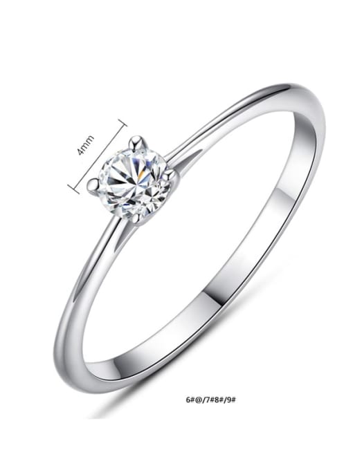 One Next 925 Sterling Silver With 4mm Cubic Zirconia Delicate Round Solitaire Ring