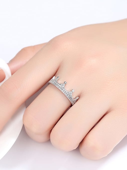 One Next 925 Sterling Silver With Cubic Zirconia Delicate Crown Ring