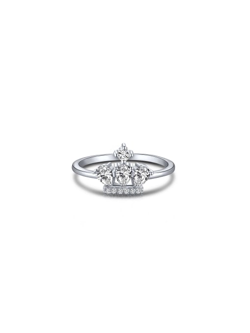 Arya 925 Sterling Silver With White Gold Plated Delicate Crown Engagement Rings