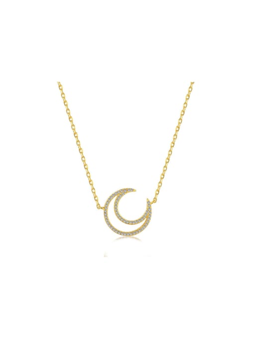 Arya 925 Sterling Silver With 18k Gold Plated Delicate Moon Necklaces