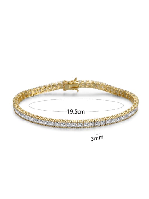 One Next AAA+Cubic Zircon 3.0mm,Square,White,Tennis bracelets ,18k-Gold plated