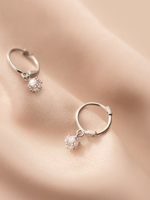 Chris 925 Sterling Silver With  Cubic Zirconia Geometric Hoop Earrings