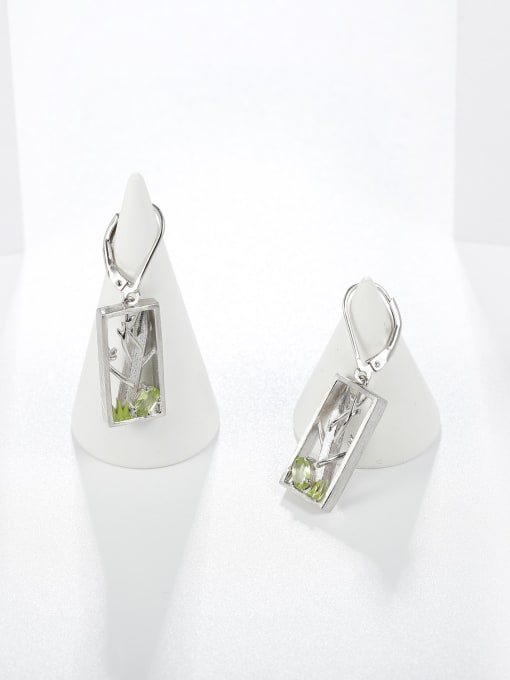 Tina 925 Sterling Silver With Silver Plated Delicate Geometric Drop Earrings