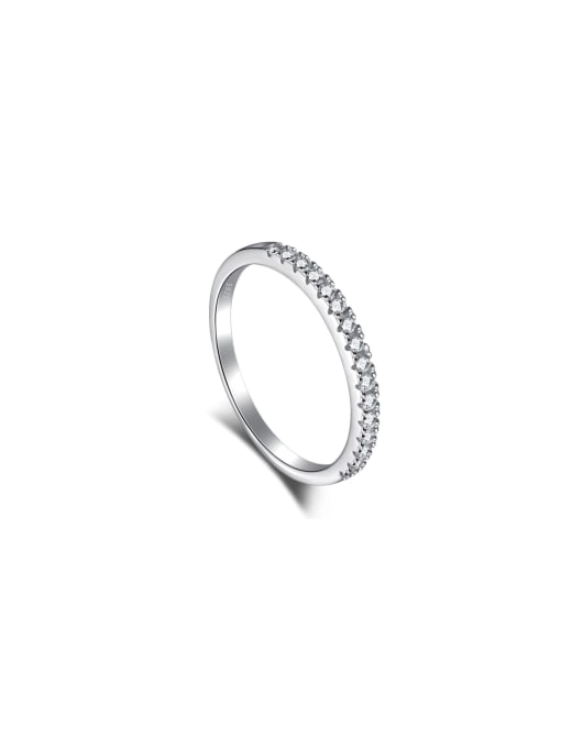 Arya 925 Sterling Silver With White Gold Plated Delicate Geometric Band Rings