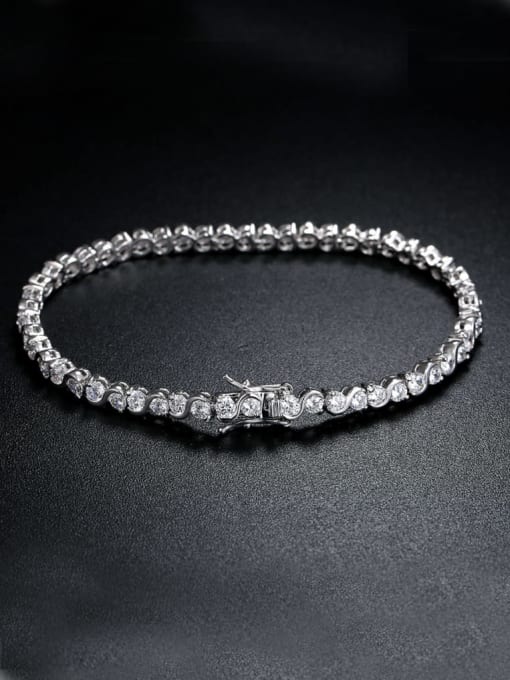 One Next AAA+Cubic Zircon 3.0mm,Round,White,Tennis bracelets ,18k-Gold plated