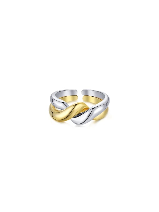 Arya 925 Sterling Silver With 18k Gold Plated Hip Hop Geometric Band Rings