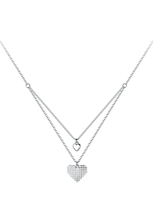 Chris 925 Sterling Silver With Heart Multi  Strand Necklaces